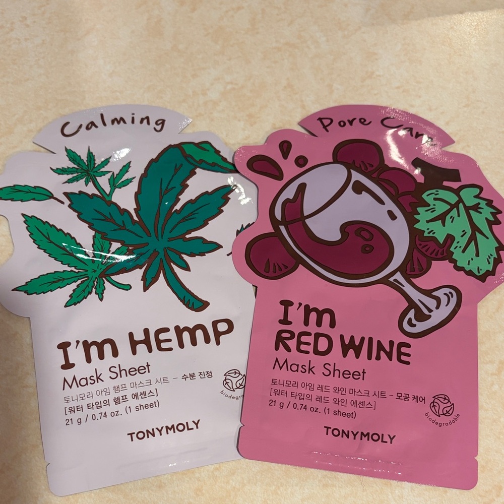 TONYMOLY Calming Hemp and Pore Care Red Wine Mask Sheet Set